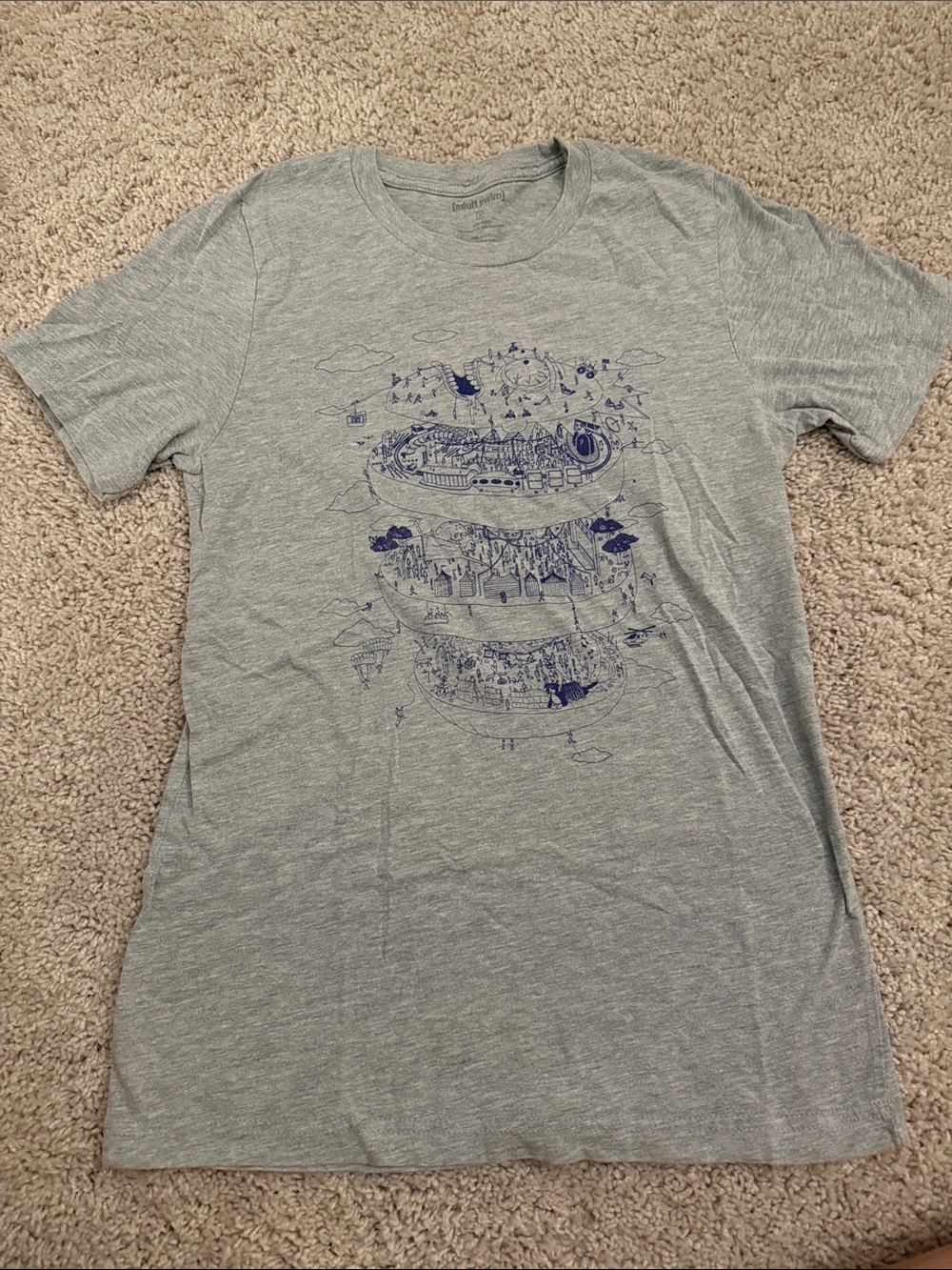 *BOGO* Rick & Morty Adult Swim Grey Graphic Crew Neck Tee with Blue Illustration